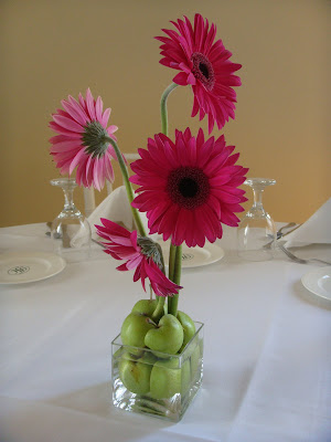 pink and lime green wedding centerpieces
