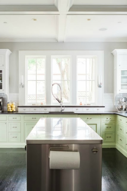 Modern farmhouse kitchen with Shaker style cabinetry on Hello Lovely Studio