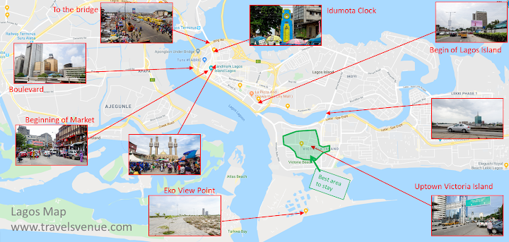 Tourist and Visitor Map of Lagos with things to see