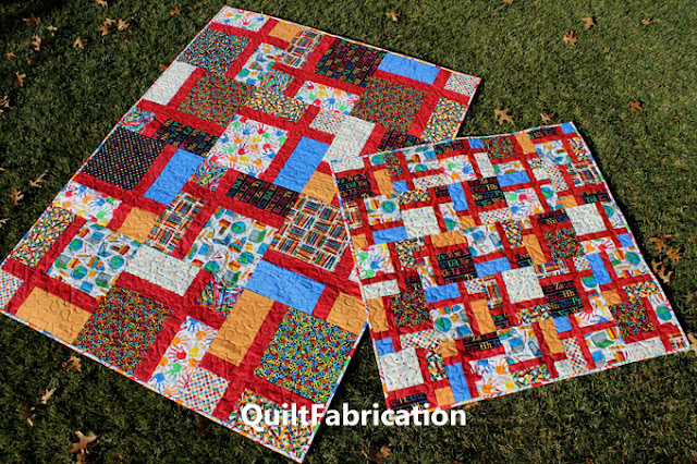 school fabrics made into two quilts