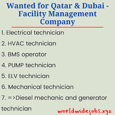 Wanted for Qatar & Dubai - Facility Management Company