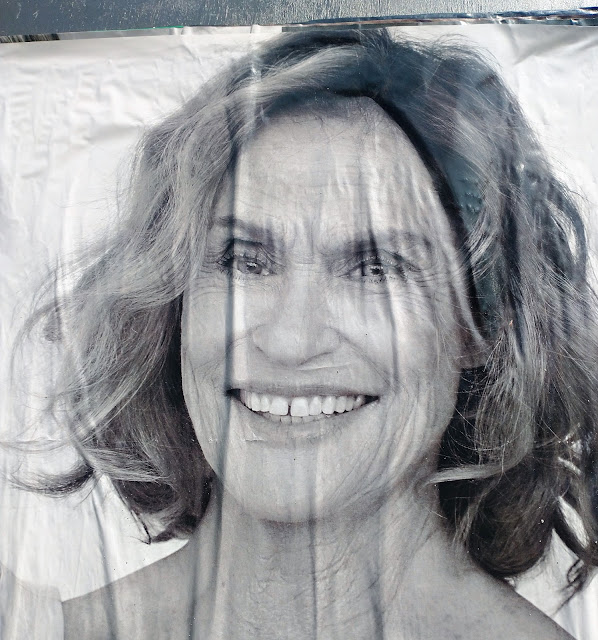 Lauren Hutton at 78 on a banner in New York City. September 2022.