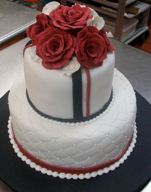 black and white wedding cakes with red. images lack and white wedding