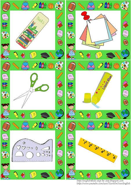 school objects flashcards