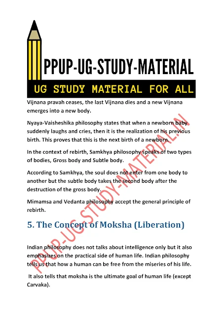 The concept of Moksha (Liberation) | Basic Characteristics of Indian Philosophy Notes | PPUP part 1 philosophy subsidiary ug study material pdf Downoad