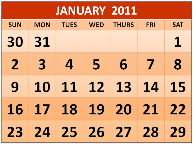 calendar january 2011. via : Self made January 2011