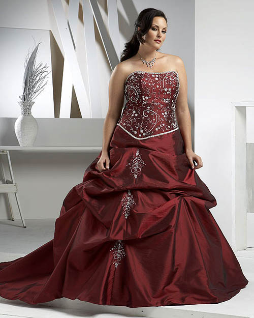 Elegant Bridal  Style Plus  Size  Red and White Wedding  Dresses 