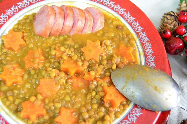 recetas de navidad, recetas de lentejas, lentejas, lentejas de la suerte, lentejas para fin de año, lentejas con cotechino, lentejas con butifarra, receta de lentejas italiana, las delicias de mayte,