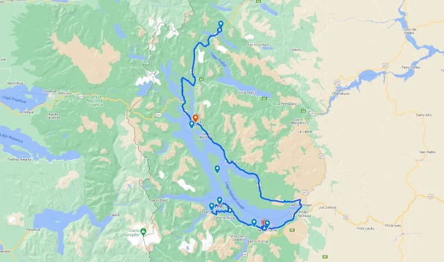 Map of a Self-Drive Bariloche Itinerary