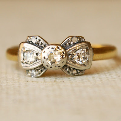 Discount Engagement Rings on Vintage Bow Antique Engagement Wedding Ring 1920s Cheap Inexpensive