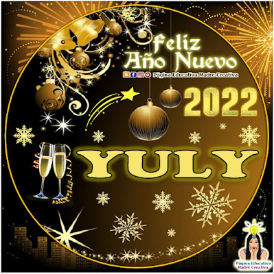 Nombre YULY por Año Nuevo 2022 - Cartelito mujer
