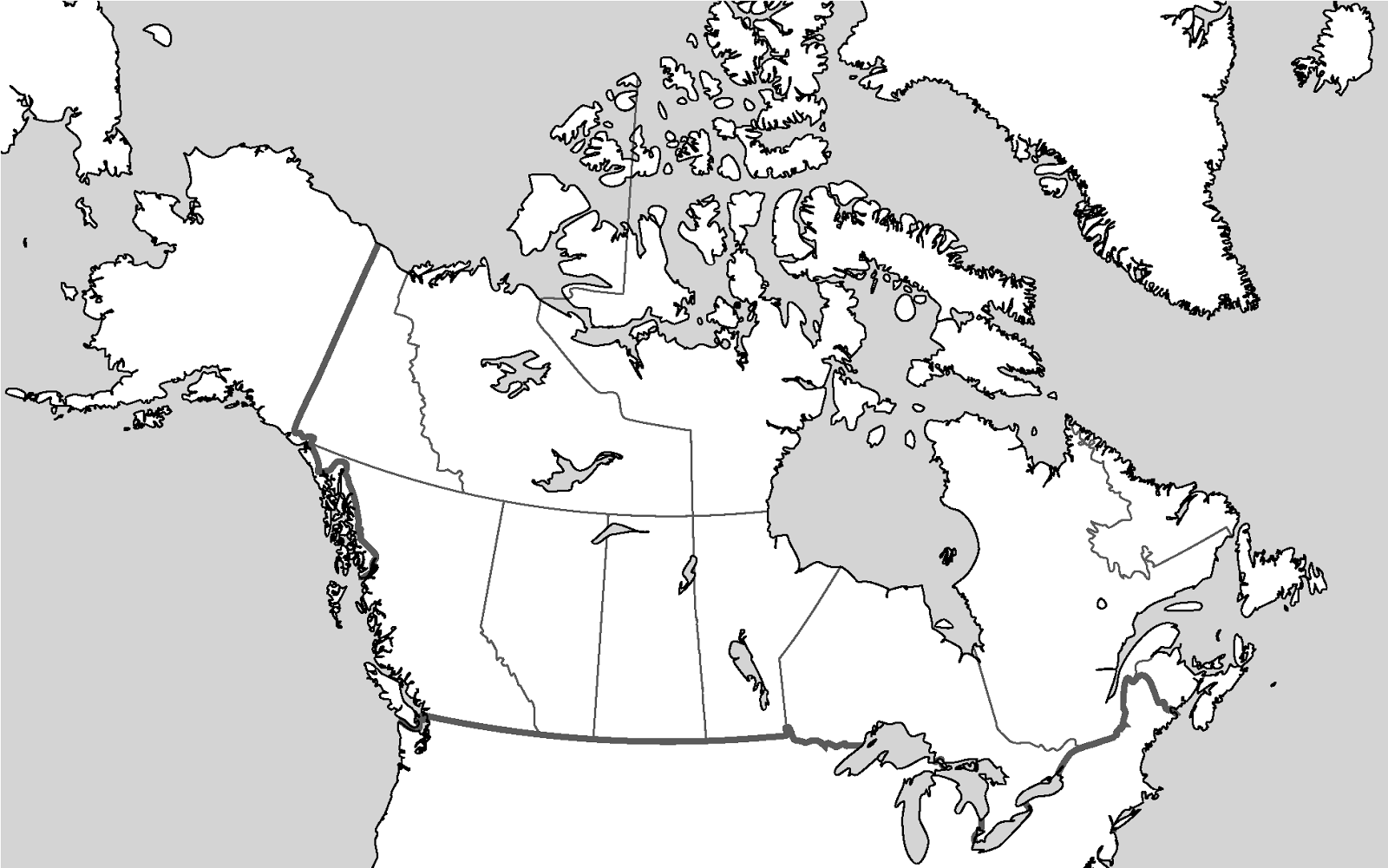 Blank Us And Canada Map