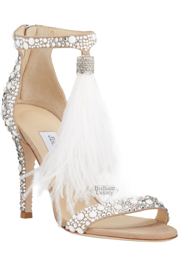 ♦Jimmy Choo Viola pearl studded feather tassel cocktail sandals #jimmychoo #shoes #brilliantluxury