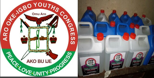 Aro Oke-igbo Youth Congress Donates sanitizers to ndi Aro