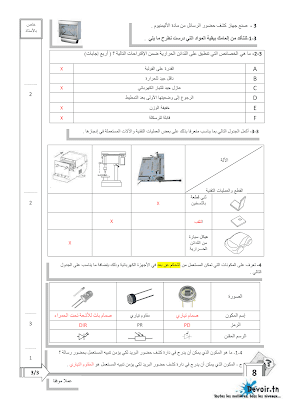 فرض تأليفي 1 تربية تكنولوجية سنة 8 الثلاثي الأول, تربية تكنولوجية  pdf  سنة 8, امتحان تربية تقنية سنة ثامنة, دفوارتكنيك سنة ثامنة, devoir  8 technique