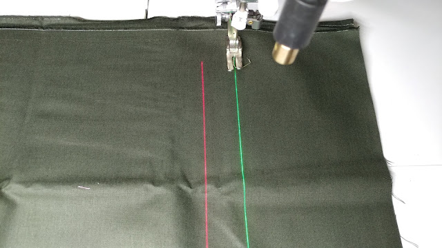 Red and green sewing machine lasers