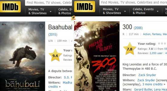 Bahubali Vs 300 IMDB rating 