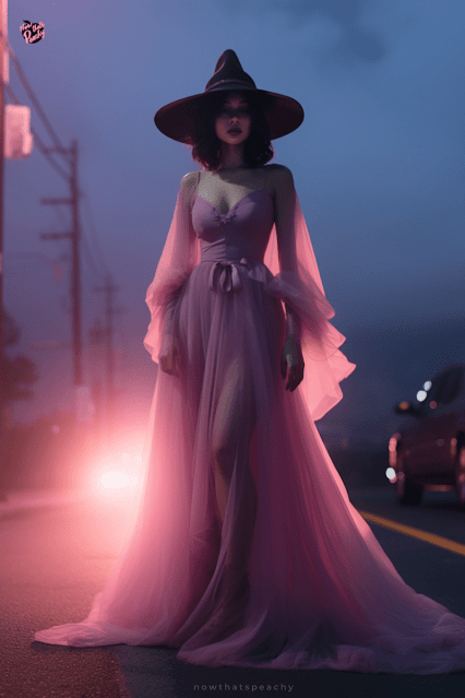 Halloween pastel goth pink witch costume pretty maxi dress ladies adult dressup cosplay idea