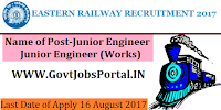 Eastern Railway Recruitment 2017 - Junior Engineer (P.Way), Junior Engineer (Works) 