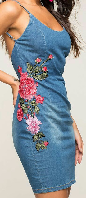 Floral denim bodycon Dress 