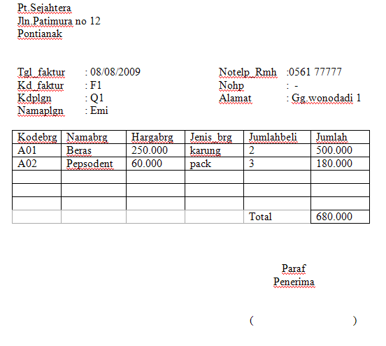 Contoh Faktur Normalisasi - Contoh Waouw
