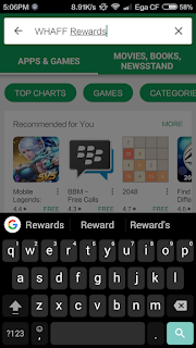 Ketikkan Whaff Reward di Kotak Pencarian Google Play Store