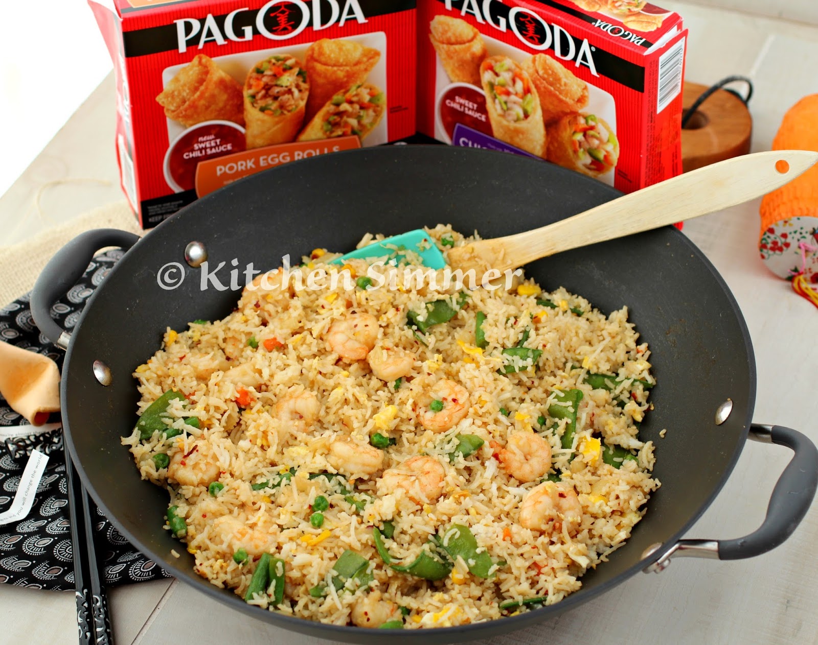 Kitchen Simmer Easy Shrimp Fried Rice With Pagoda Egg Rolls