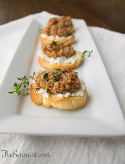 Bruschetta with Goat Cheese and Bacon Onion Chutney