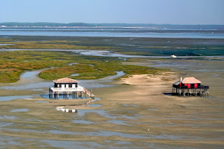 Shacks on stilts in the Arcachon Bay