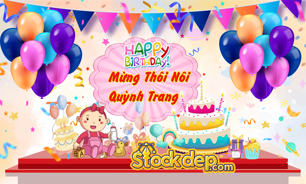 Phông nền Sinh nhật Happy birthday cho bé dễ thương CDR12  VTPcorel    VTPcorel  DV Thương mại File TK