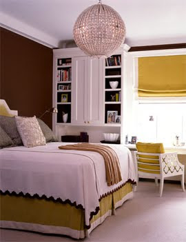 Amanda Nisbet Brown and Mustard accented Bedroom