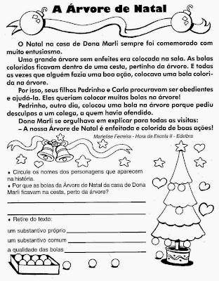 Atividades de natal com interpretação de texto.