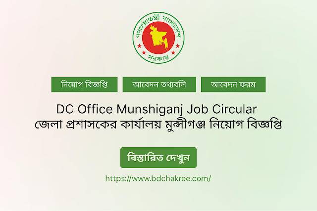 জেলা প্রশাসকের কা‍র্যালয় মুন্সীগঞ্জ নিয়োগ বিজ্ঞপ্তি