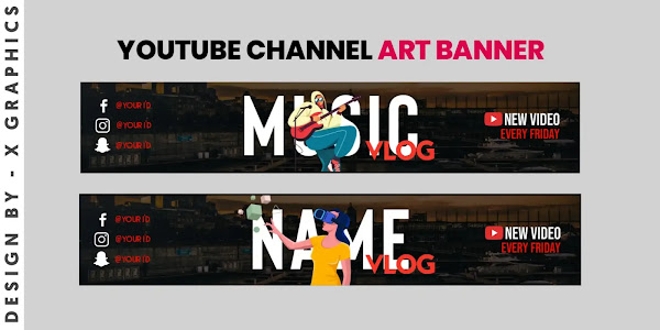 Youtube Channel Art Banner Design Template With Free Pixellab PLP File