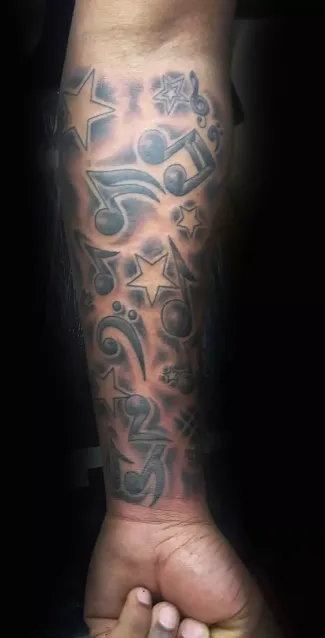 Music Water Forearm Tattoo Design