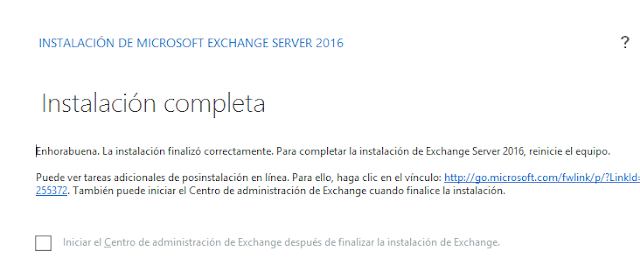 Exchange: Instalación Exchange 2016