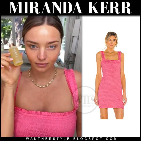 Miranda Kerr in hot pink mini dress