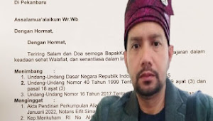 Terkait Laporan Perusahaan Pers Tidak Berbadan Hukum, Sekjen DPP-AMI, Meminta Kapolda Riau Proses dan Panggil Die