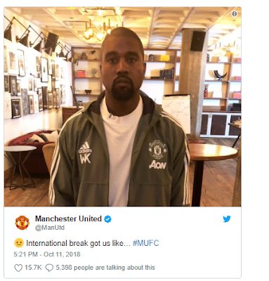 Manchester United fans are not having it as they fire at the club management for sharing a photo of Kanye West rocking the team's tracksuit on Twitter.