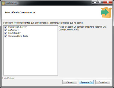 Instalador PostgreSQL - Opciones