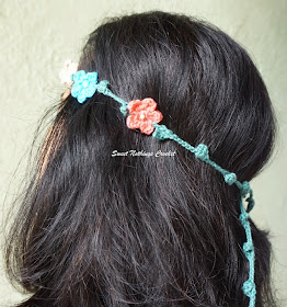 free crochet floral headband pattern, free crochet flower motif pattern