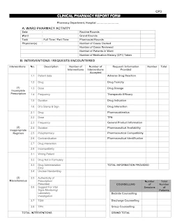 CP3 Clinical Pharmacy Report Form