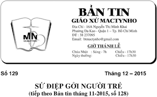  Bảng tin Giáo xứ tháng 12/2015