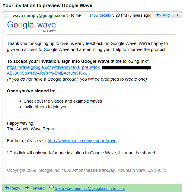 Google Wave invitation