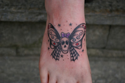 Skull Butterfly Tattoo at the Foot