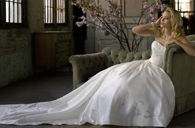 Women in sexy bridal gowns