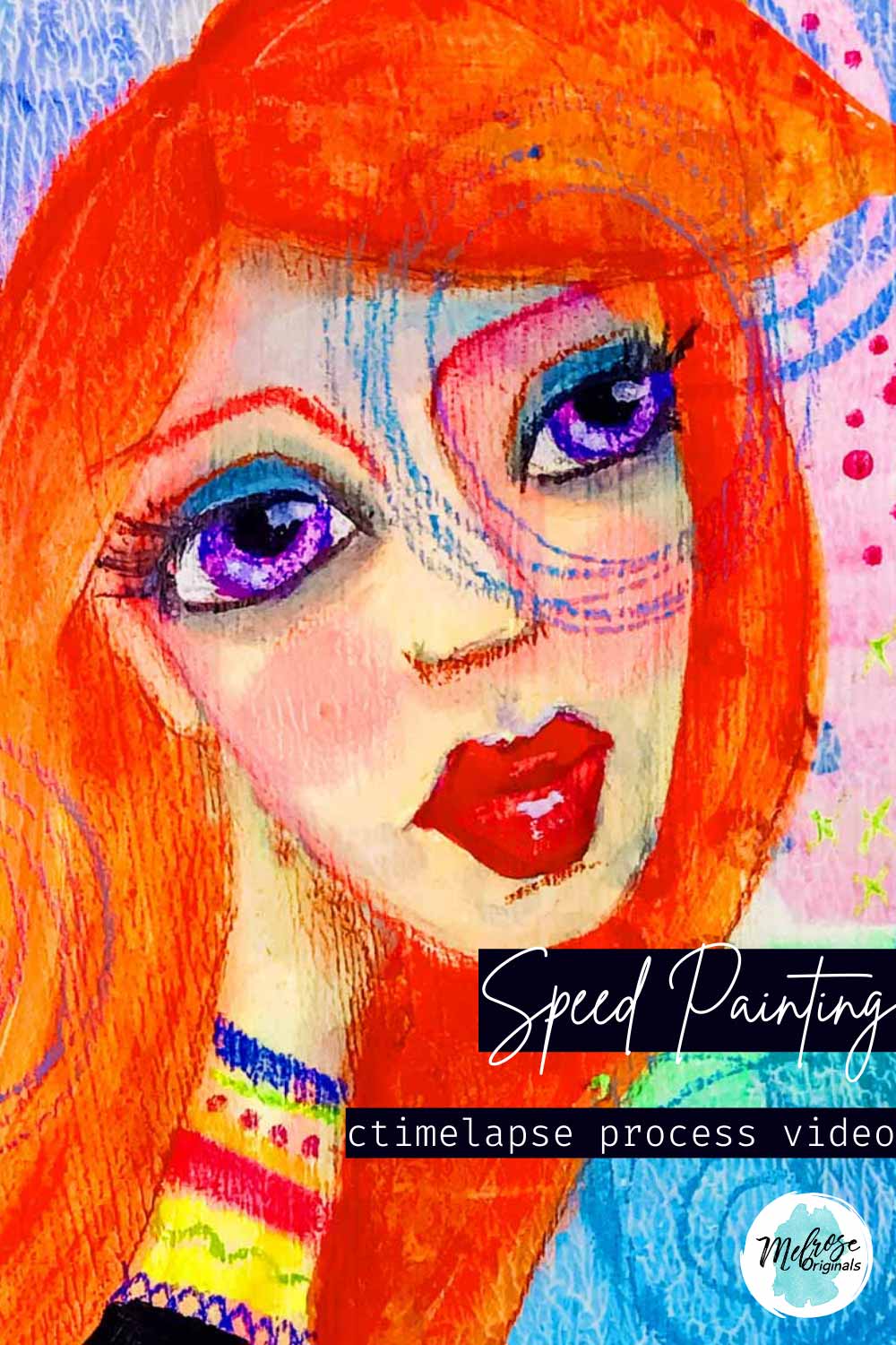 pin image of whimsical quirky face woman original art