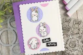 Sunny Studio Stamps: Staggered Circles Chubby Bunny Hello Spring Card by Juliana Michaels