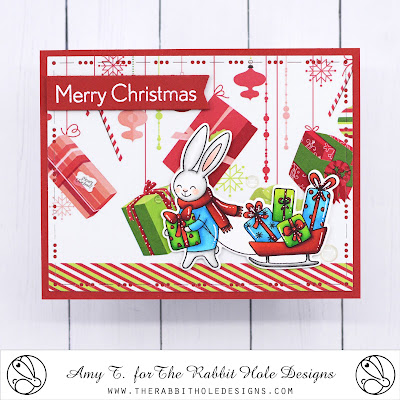 Bunny Christmas Stamp and Die Set illustrated by Tatsiana Zayats, Retro Christmas Paper Pack, You've Been Framed - Layering Dies, Clear Enamel Dots by The Rabbit Hole Designs #therabbitholedesignsllc #therabbitholedesigns #trhd