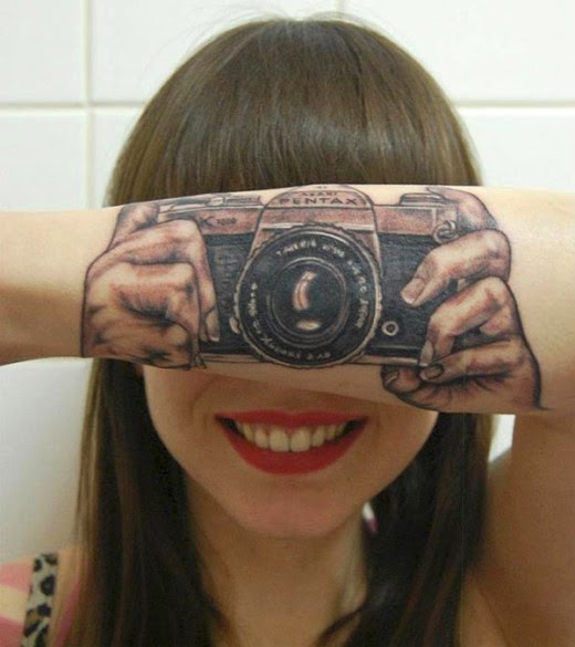 Women Hand Camera Tattoos, Tattoos of Beautiful Women Hand Camera, Incredible Camera Tattoos on Hand.
